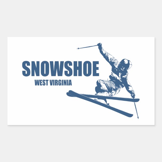 Snowshoe Mountain West Virginia Skier Rectangular Sticker (Front)