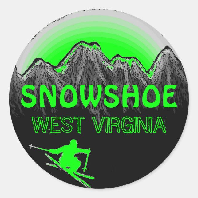 Snowshoe West Virginia green ski stickers (Front)