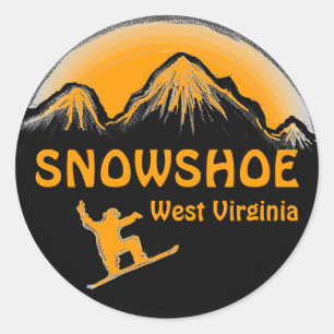 Snowshoe West Virginia orange snowboard stickers