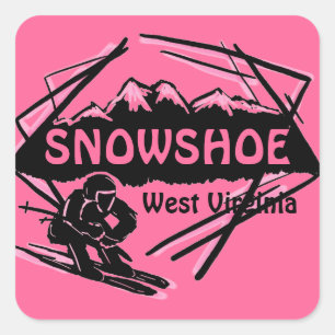 Snowshoe West Virginia pink ski logo stickers