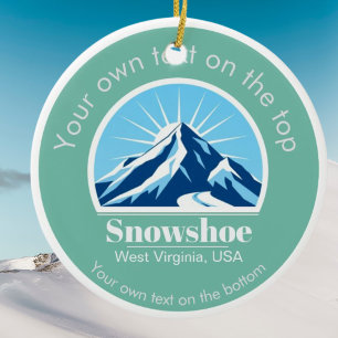 Snowshoe West Virginia usa ski resort medal  Ceramic Tree Decoration