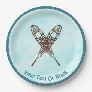 Snowshoes On Snow Paper Plate
