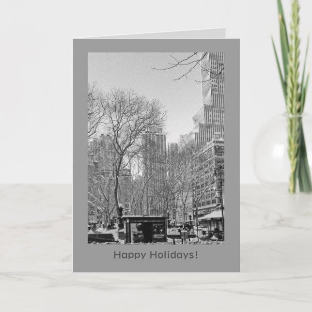 Snowstorm in Manhattan Holiday Template Card (Front)
