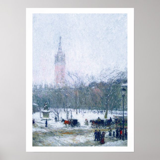 Snowstorm. Madison Square by Childe Hassam Poster (Front)