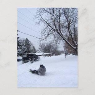 snowtubing winter fun postcard