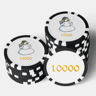Snowwoman black gold 10000 striped poker chip