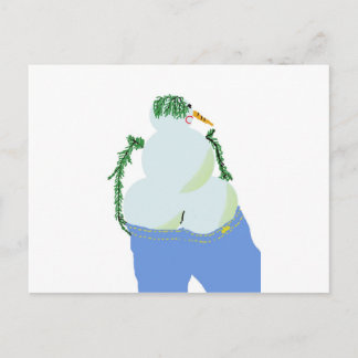 snowwoman w butt in jeans postcard