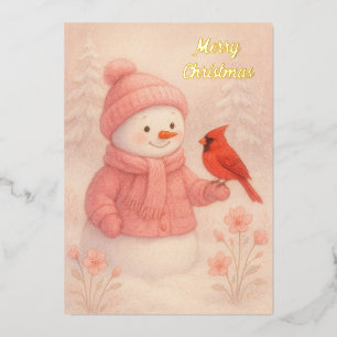 Snowwoman with Red Bird Christmas 