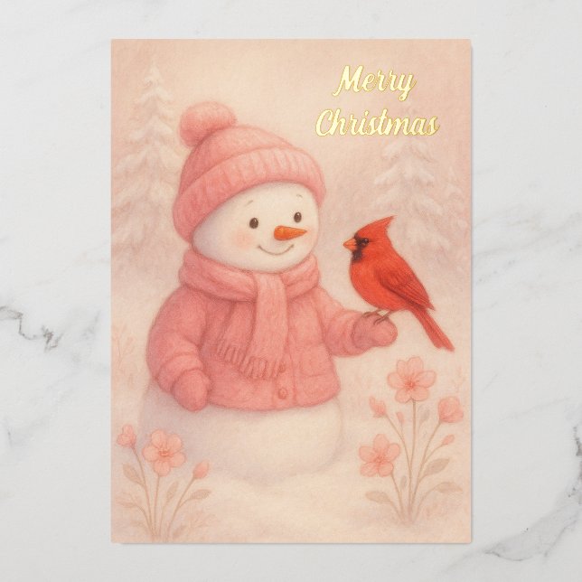 Snowwoman with Red Bird Christmas  (Front)