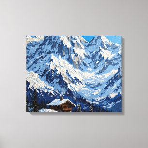 Snowy Alps Wrapped Canvas Wall Art   Mountain Land