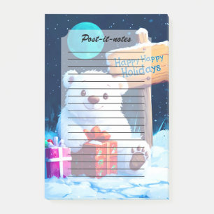 Snowy Bear Christmas Joy Watercolor Post-it Notes