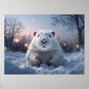 Snowy Beaver Poster