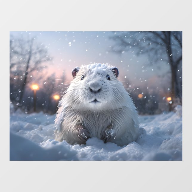 Snowy Beaver Window Cling (Sheet)