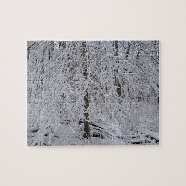 Snowy Birch Tree Canopy Jigsaw Puzzle (Horizontal)