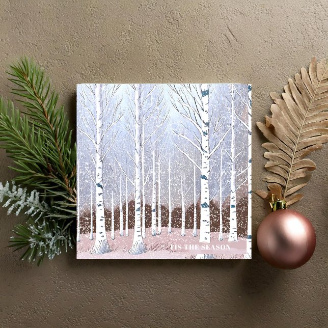 Snowy Birch Trees Christmas Dusty Blue ID1003 Tile (Creator Uploaded)