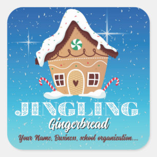 Snowy Blue Holiday Gingerbread Sticker