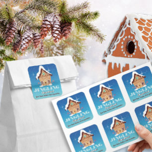 Snowy Blue Holiday Gingerbread Sticker