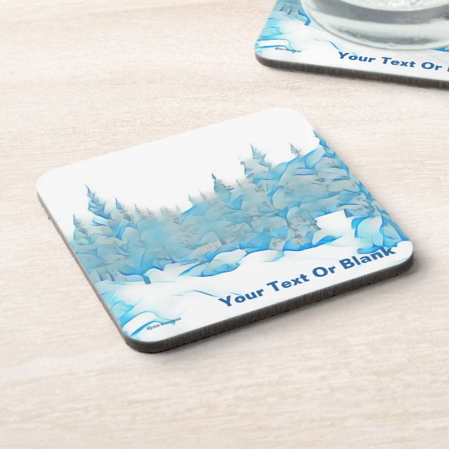 Snowy Blue Trees Coaster (Left Side)