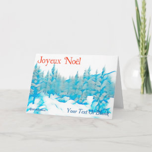 Snowy Blue Trees - Joyeux Noël Card