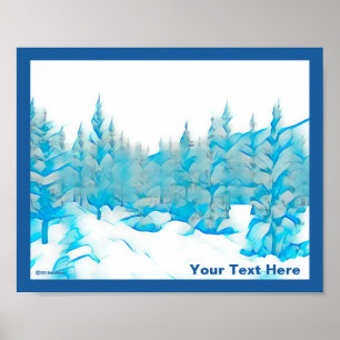 Snowy Blue Trees Poster
