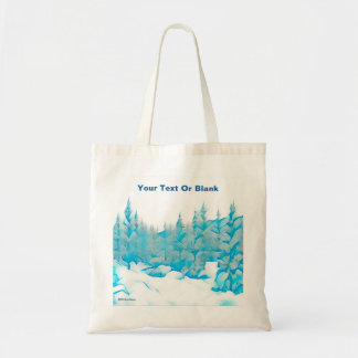 Snowy Blue Trees Tote Bag