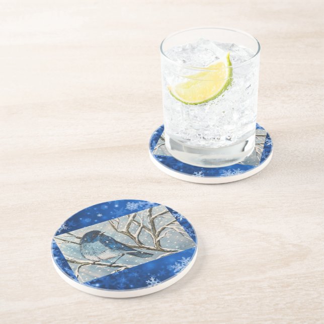 Snowy Bluebird Coaster (Side)