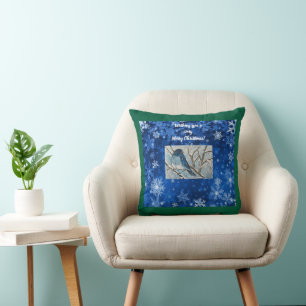 Snowy Bluebird Notecard Cushion