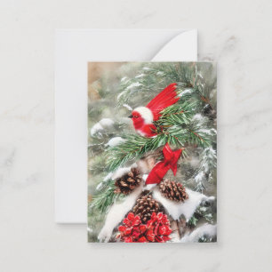 Snowy branch and bird budget mini Christmas Card