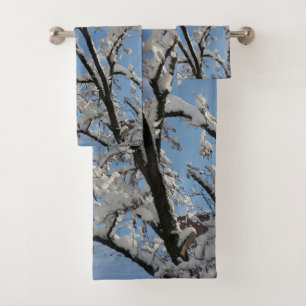 Snowy Branches #1 #winter #wall #art Bath Towel Set