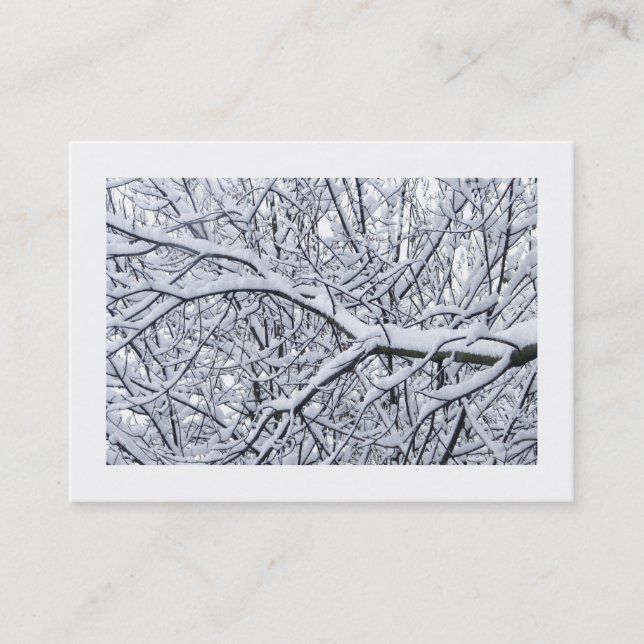 Snowy Branches (bordered) Business Card (Front)
