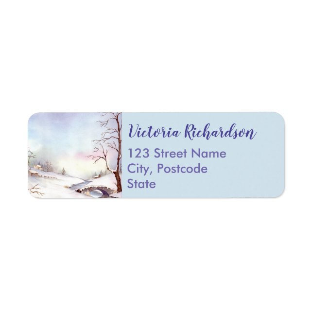 Snowy Bridge Watercolor Landscape Painting (Front)