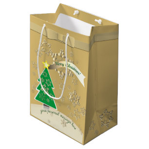 Snowy Bronze "Merry Christmas"   Medium Gift Bag