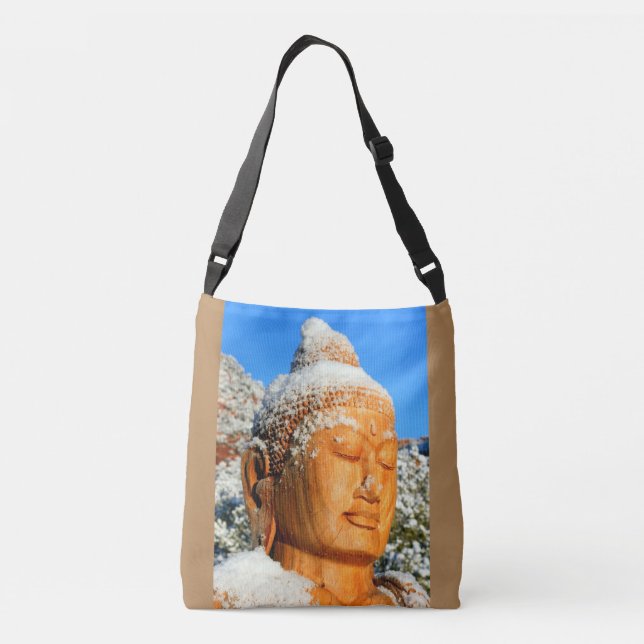 snowy buddha face closeup crossbody bag (Back)