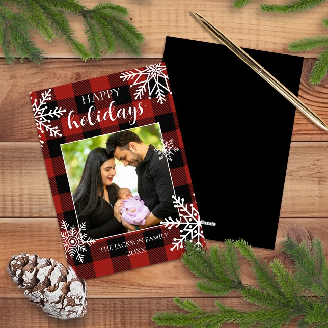 Snowy Buffalo Plaid Holiday Card (Creator Uploaded)