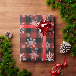 Snowy Buffalo Plaid Wrapping Paper