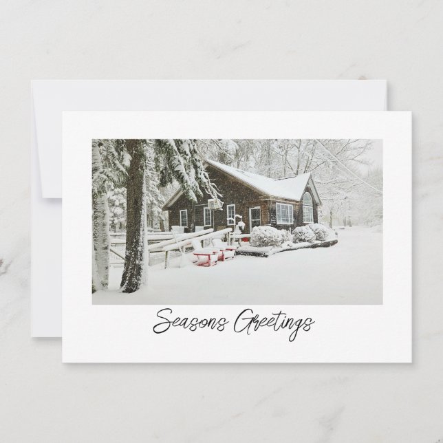Snowy Cabin Christmas Card (Front)