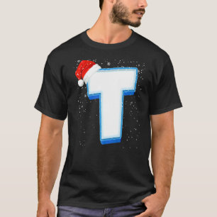 Snowy Capital Christmas Monogram Alphabet Letter T-Shirt