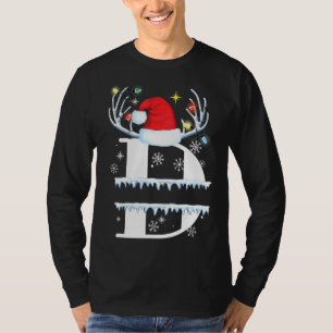 Snowy Capital Letter D Monogram Christmas Holidays T-Shirt