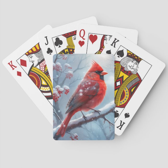 Snowy Cardinal Playing Cards, Cardinal Cards. Playing Cards (Back)