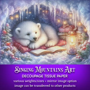 Snowy Cave Polar Bear Winter Craft Decoupage Tissue Paper