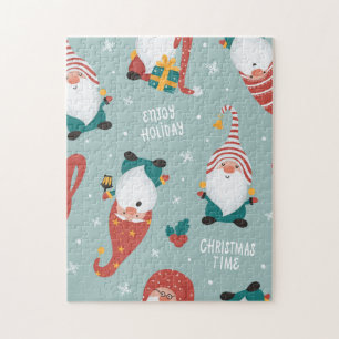 Snowy Christmas Aesthetic Pattern- Winter Design Jigsaw Puzzle