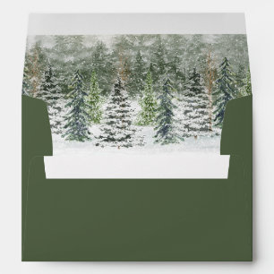Snowy Christmas Cottage, Pine Forest Envelope