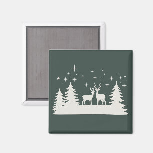 Snowy Christmas Deer Winter Season Holiday Magnet
