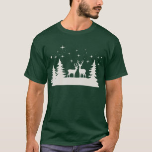 Snowy Christmas Deer Winter Season Holiday T-Shirt