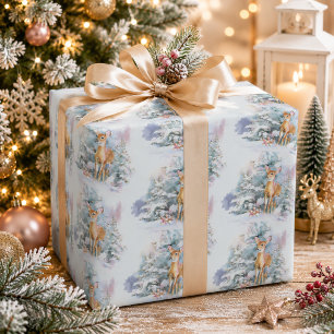 Snowy Christmas Deer Wrapping Paper