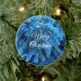 Snowy Christmas Forest Spruce Ceramic Tree Decoration