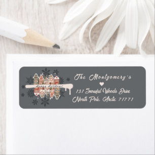Snowy Christmas Houses Snowflakes Grey Return
