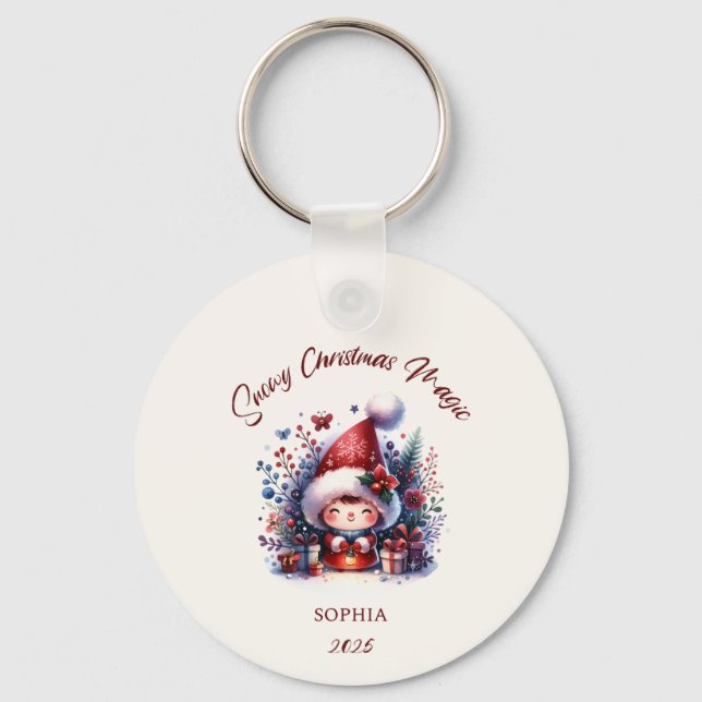 Snowy Christmas Magic  Key Ring (Front)