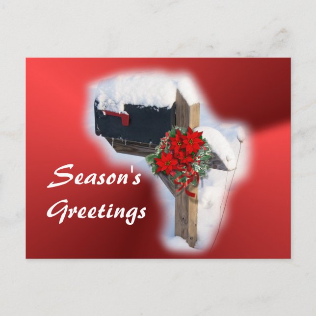 Snowy Christmas Mailbox- personalise Holiday Postcard (Front)