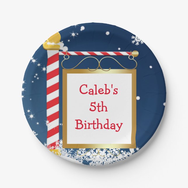 Snowy Christmas North Pole Holiday Party Plates (Front)